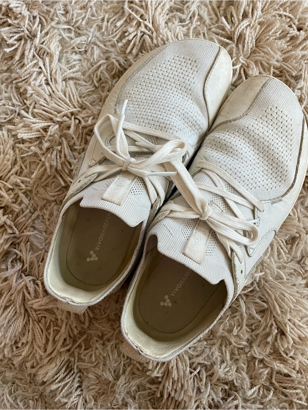 Vivo Barefoot Women's Knit Lace-Up Sneakers in Cream